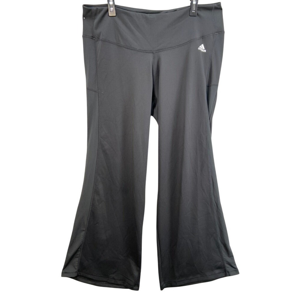 Adidas Aeroready Pants Womens 3X Primegreen Black Wide Leg Yoga High Rise Active